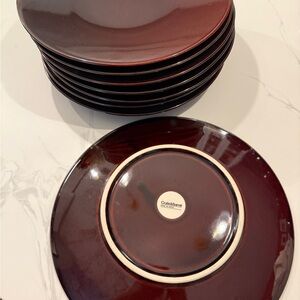 Crate&Barrel Rich Brown Dinner Plate Set